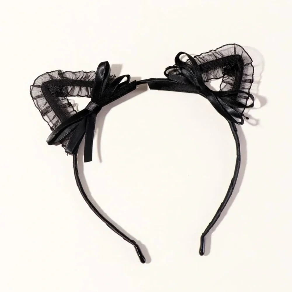 🐈‍⬛ Super Cute Lace Ribbon Bow Kitty Cat Ears Headband Headdress 🐈‍⬛ - Picture 4 of 6